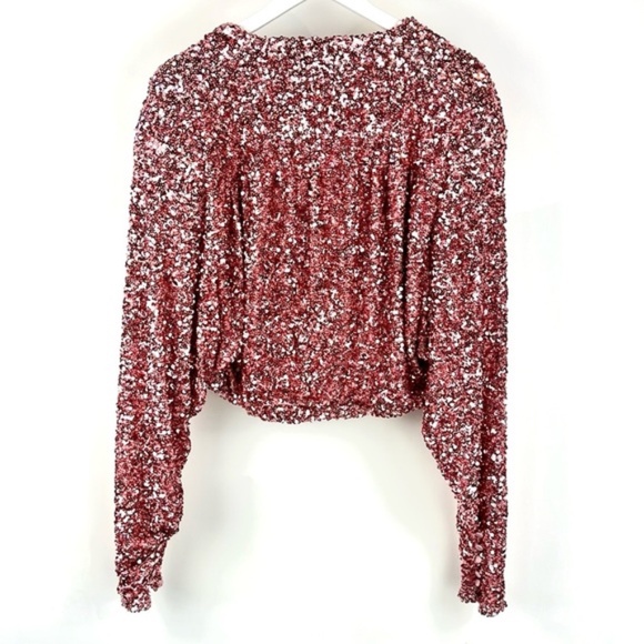 ROTATE Birger Christensen Aurelia Rapture Rose Sequin-Embellished Top - Picture 3 of 13